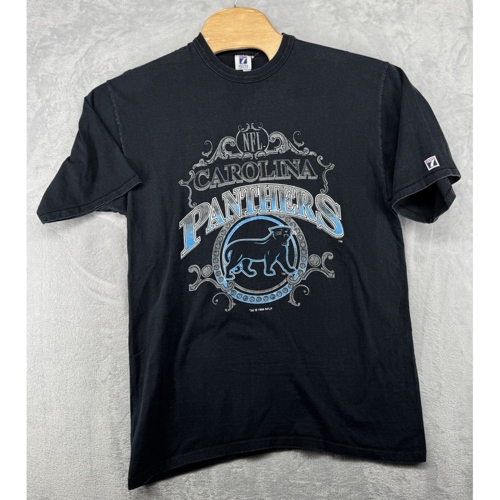 Vintage 1994 Logo 7 Carolina Panthers T-Shirt Tee Black NO SIZE TAG‎ READ